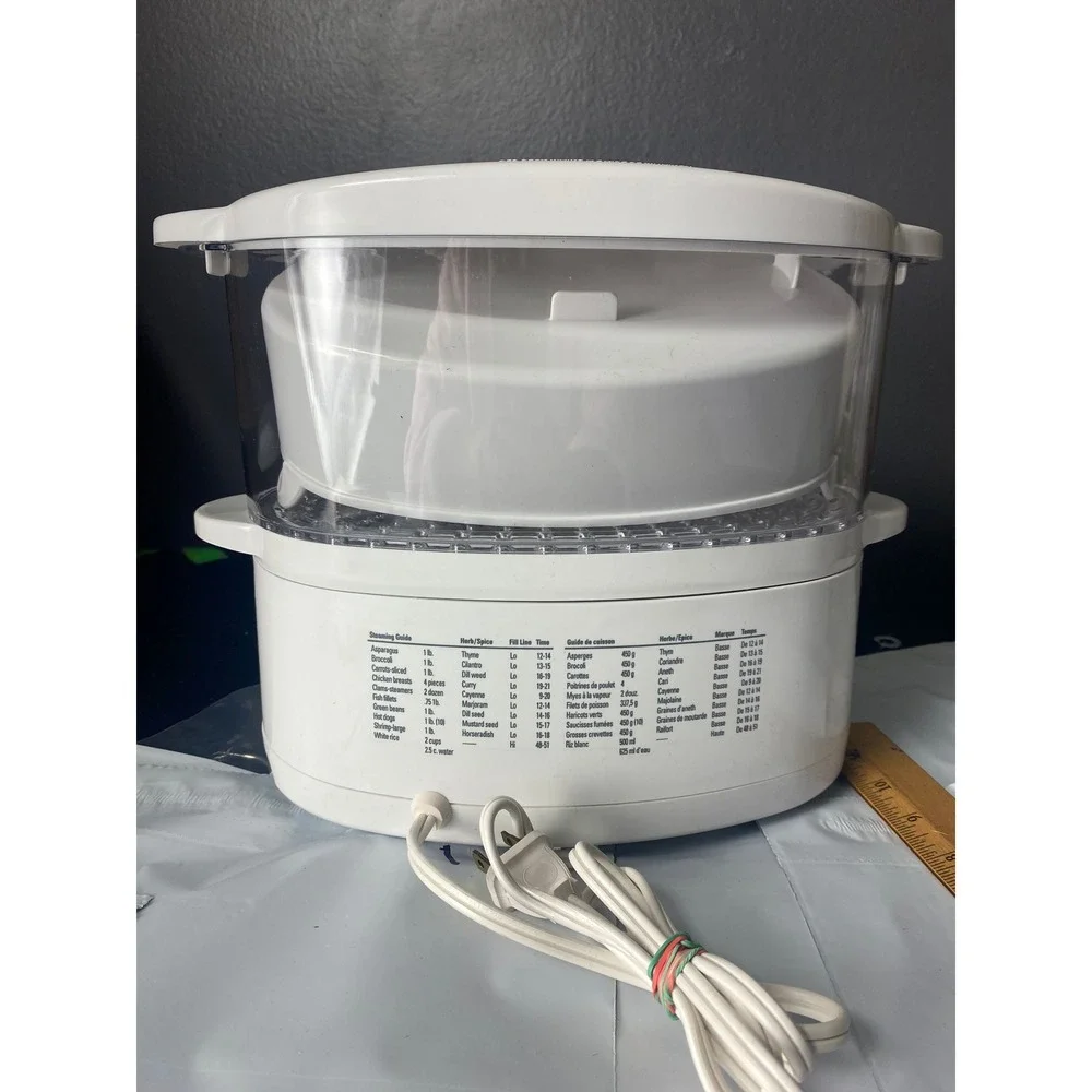 White Electric Steamer Cooker Kitchen Appliance with‎ Cooking Guide